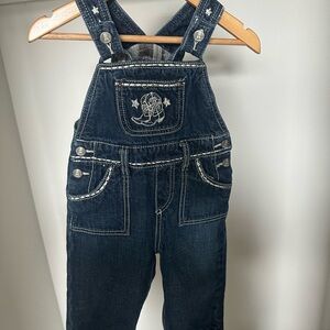Toddler Girls Vintage Wrangler Denim Overalls with Embroidered Detail